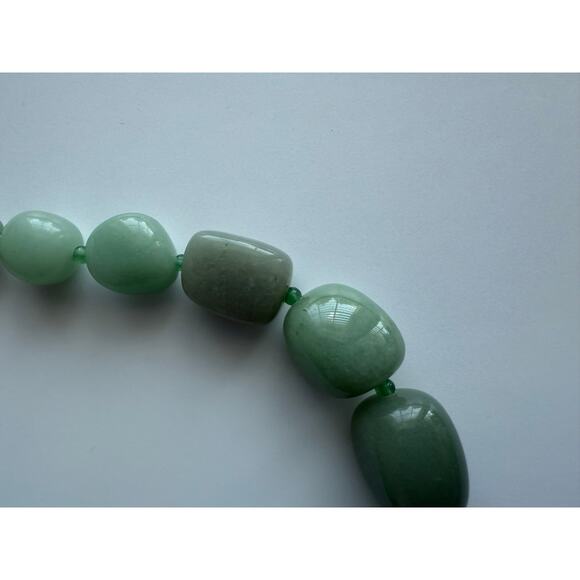 Green Aventurine Chunky Beaded Natural Stone Necklace Boho‎ Earthy Gemstone 18" - Picture 9 of 13